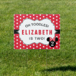 Minnie Mouse | Red & White Polka Dot Birthday Garden Sign<br><div class="desc">Customize this super cute Minnie Mouse red and white polka dot Birthday yard sign with your daughter's name and age.</div>