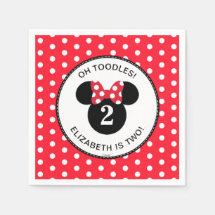Minnie Mouse   Red & White Polka Dot Birthday Napkin