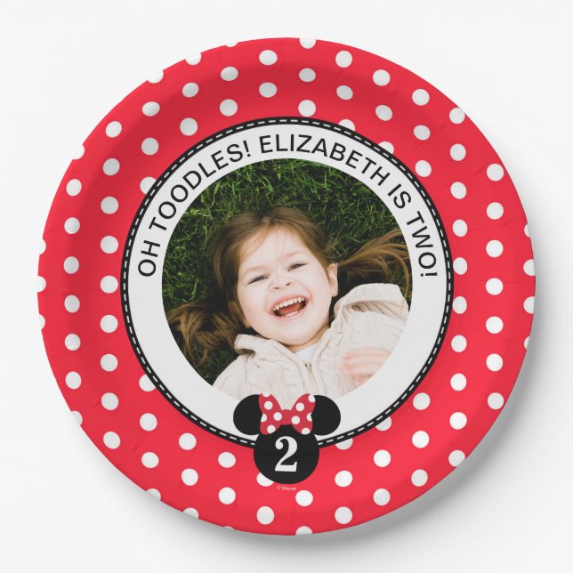 Minnie Mouse | Red & White Polka Dot Birthday Paper Plate (Front)