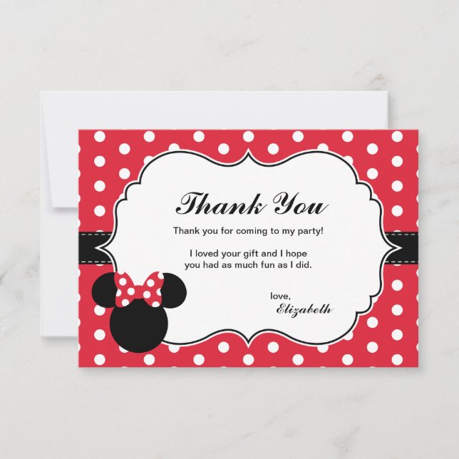 Minnie Mouse | Red & White Polka Dot Thank You (Front)