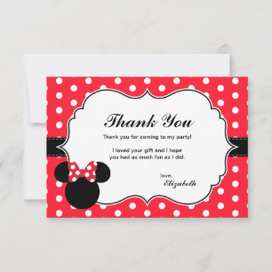 Minnie Mouse Red & White Polka Dot Thank You Card