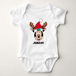 Minnie Mouse Reindeer Antlers & Santa Hat Baby Bodysuit