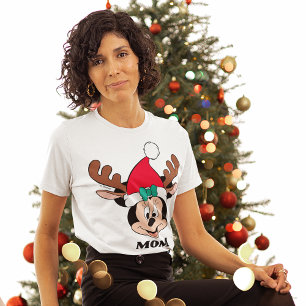 Minnie Mouse Reindeer Antlers & Santa Hat T-Shirt