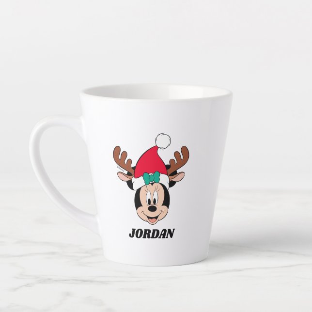 Minnie Mouse | Reindeer Ears & Santa Hat Latte Mug (Left)