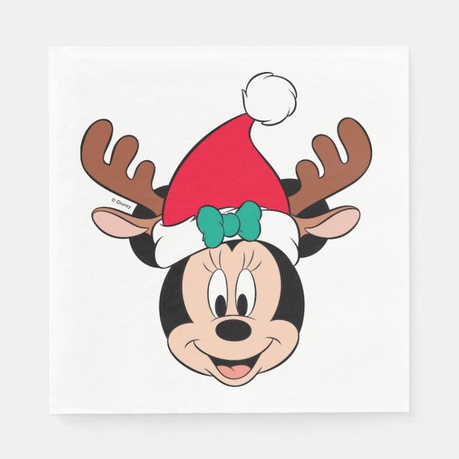 Minnie Mouse | Reindeer Ears & Santa Hat Napkin (Front)