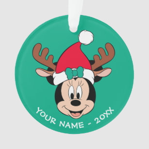 Minnie Mouse   Reindeer Ears & Santa Hat Ornament