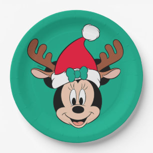 Minnie Mouse   Reindeer Ears & Santa Hat Paper Plate