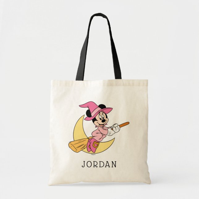 Minnie Mouse Riding Witch Broom Tote Bag (Front)