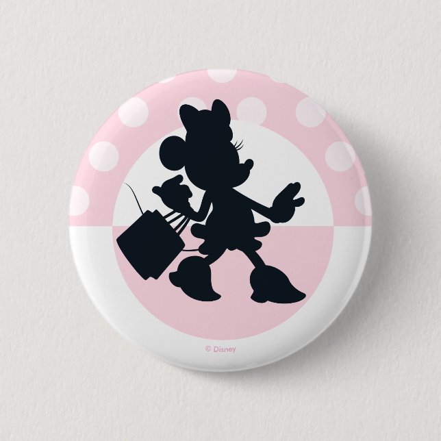 Minnie Mouse Shopping Silhouette 2 Inch Round Button (Front)