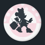 Minnie Mouse Shopping Silhouette Magnet<br><div class="desc">Chic, playful, and full of personality, this stylish silhouette artwork captures Minnie Mouse mid-stride with shopping bag in hand, ready for a fabulous day out. Set against soft pink polka dots and a bold circular backdrop, the design feels modern, fun, and effortlessly fashionable. Perfect for customizable Zazzle products like apparel,...</div>