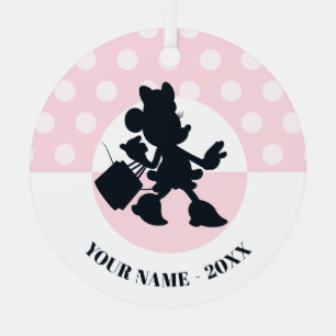 Minnie Mouse Shopping Silhouette Metal Ornament