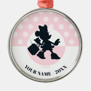 Minnie Mouse Shopping Silhouette Metal Ornament
