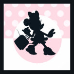 Minnie Mouse Shopping Silhouette Poster<br><div class="desc">Chic, playful, and full of personality, this stylish silhouette artwork captures Minnie Mouse mid-stride with shopping bag in hand, ready for a fabulous day out. Set against soft pink polka dots and a bold circular backdrop, the design feels modern, fun, and effortlessly fashionable. Perfect for customizable Zazzle products like apparel,...</div>