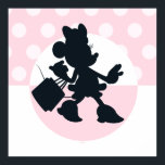 Minnie Mouse Shopping Silhouette Poster<br><div class="desc">Chic, playful, and full of personality, this stylish silhouette artwork captures Minnie Mouse mid-stride with shopping bag in hand, ready for a fabulous day out. Set against soft pink polka dots and a bold circular backdrop, the design feels modern, fun, and effortlessly fashionable. Perfect for customizable Zazzle products like apparel,...</div>