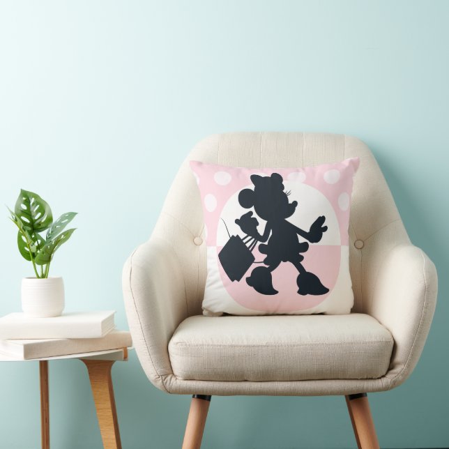 Minnie Mouse Shopping Silhouette Throw Pillow (Chair)