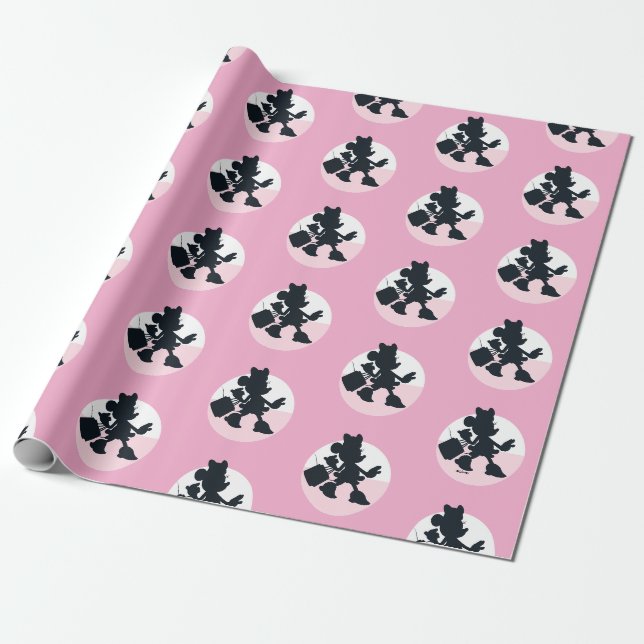 Minnie Mouse Shopping Silhouette Wrapping Paper (Unrolled)