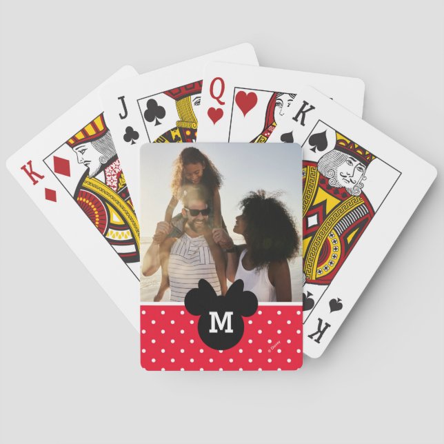 Minnie Mouse Silhouette with Family Photo Playing Cards (Back)