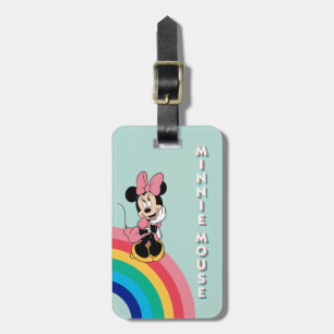 Minnie Mouse Sitting on a Rainbow Luggage Tag