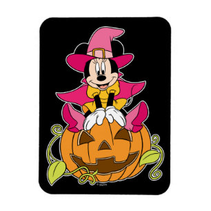Minnie Mouse Sitting on Jack-O-Lantern Magnet