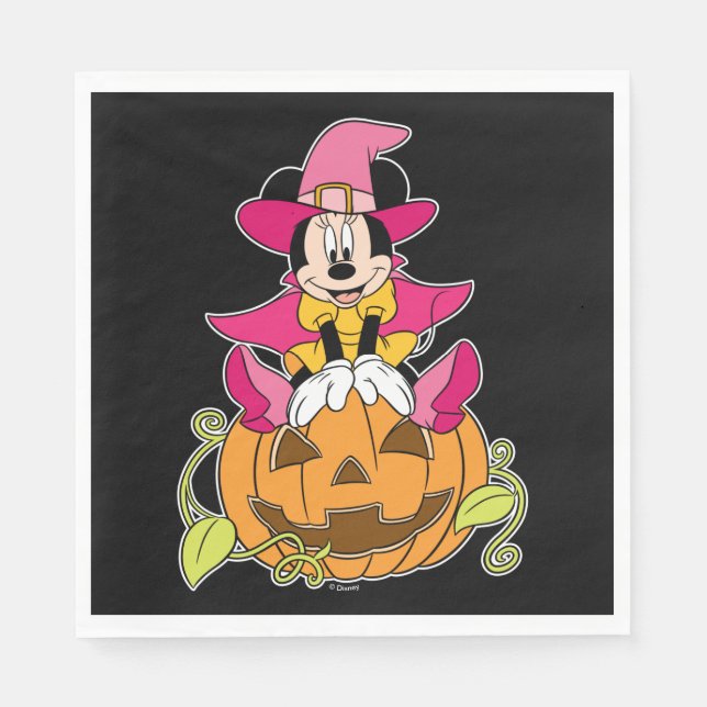 Minnie Mouse Sitting on Jack-O-Lantern Napkin (Front)