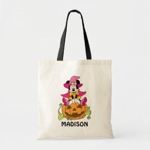Minnie Mouse Sitting on Jack-O-Lantern Tote Bag