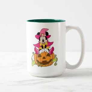 Minnie Mouse Sitting on Jack-O-Lantern Two-Tone Coffee Mug