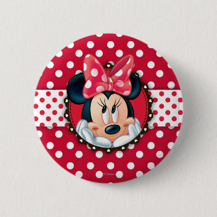 Minnie Mouse   Smiling on Polka Dots 2 Inch Round Button