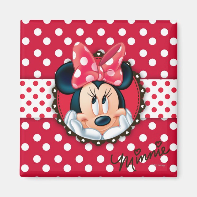 Minnie Mouse | Smiling on Polka Dots Magnet (Front)