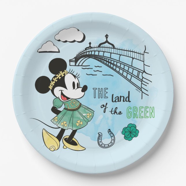 Minnie Mouse | St. Patrick's Day - Land of the Gre Paper Plate (Front)