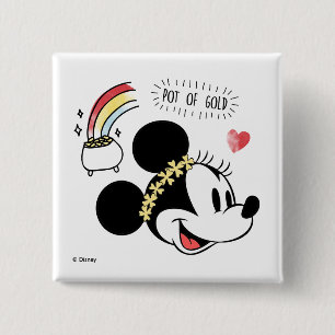 Minnie Mouse   St. Patrick's Day - Pot of Gold 2 Inch Square Button
