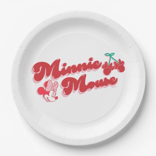 Minnie Mouse Sweet Cherry Script Paper Plate (Front)