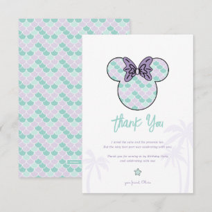 Minnie Mouse   Teal Mermaid Birthday Thank You Card