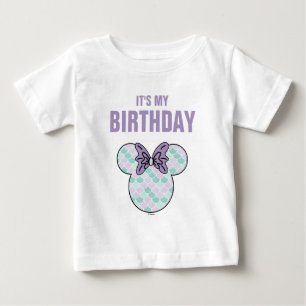 Minnie Mouse Teal & Purple Mermaid Birthday Baby T-Shirt