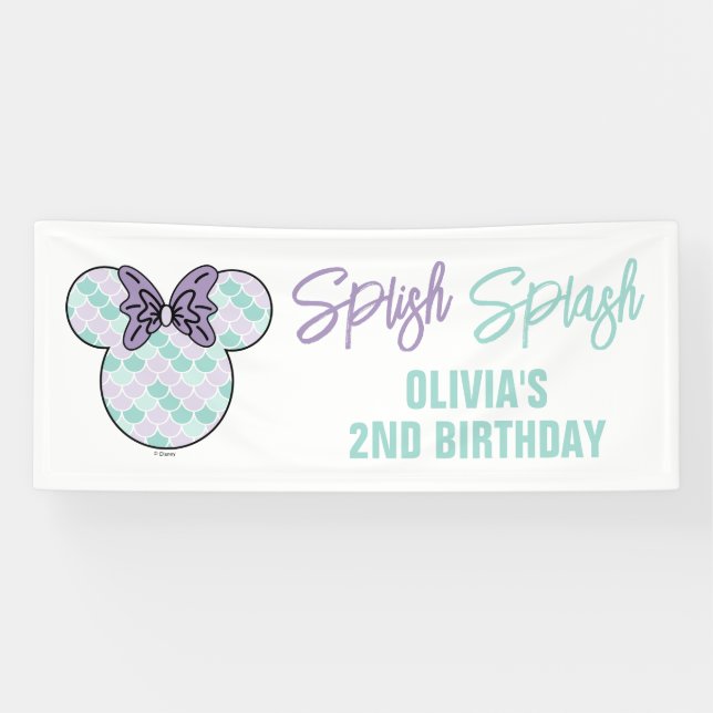 Minnie Mouse | Teal & Purple Mermaid Birthday Banner (Horizontal)