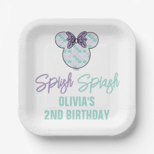 Minnie Mouse   Teal & Purple Mermaid Birthday Paper Plate