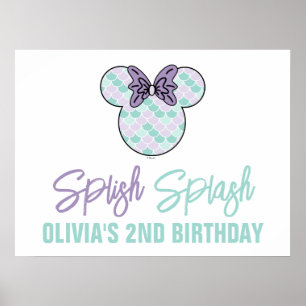 Minnie Mouse Teal & Purple Mermaid Birthday Poster