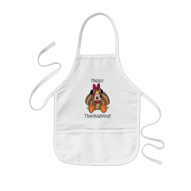 Minnie Mouse Thanksgiving Turkey Kids Apron (Front)