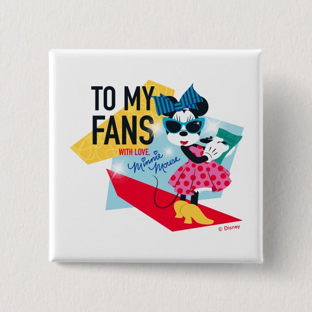 Minnie Mouse | To My Fans With Love 2 Inch Square Button (Front)