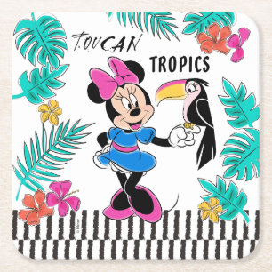 Minnie Mouse   Toucan Tropics Square Paper Coaster