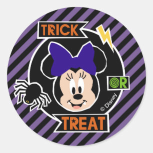 Minnie Mouse   Trick or Treat Halloween Party Classic Round Sticker