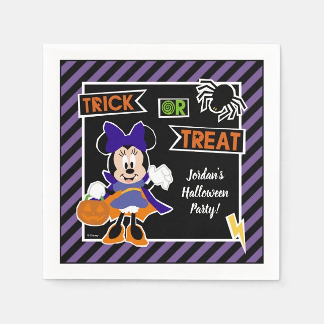 Minnie Mouse | Trick or Treat Halloween Party Napkin (Front)