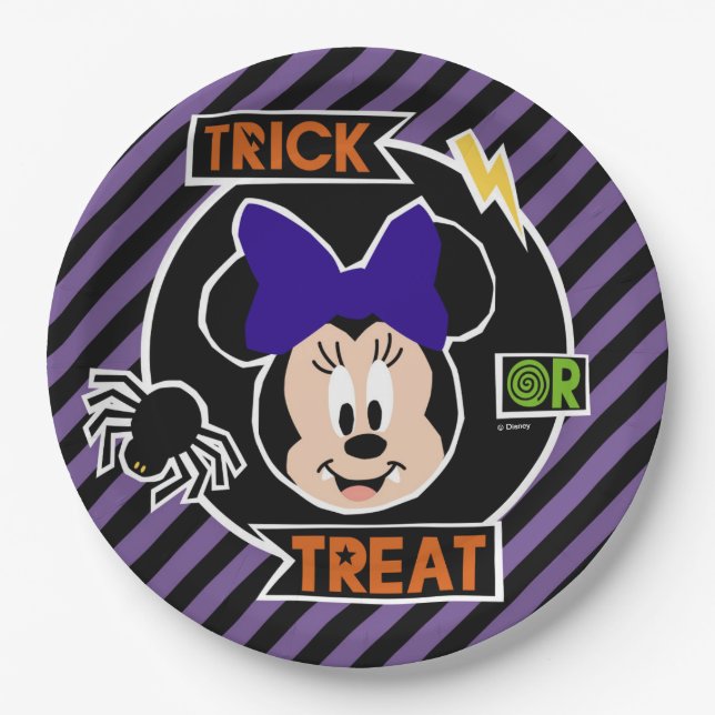 Minnie Mouse | Trick or Treat Halloween Party Paper Plate (Front)