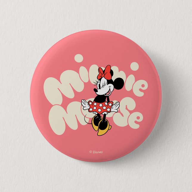 Minnie Mouse Twirl in Polka Dot Style 2 Inch Round Button (Front)