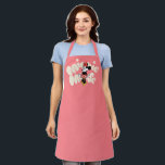 Minnie Mouse Twirl in Polka Dot Style Apron<br><div class="desc">Bright, bubbly, and full of classic Disney joy, this cheerful artwork features Minnie Mouse mid-twirl in her iconic polka dot dress, radiating confidence and charm. Set against a playful pink backdrop with bold, retro-inspired lettering, the design feels fun, energetic, and instantly lovable. Perfect for customizable Zazzle products like apparel, tote...</div>