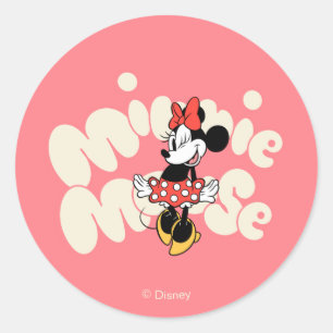 Minnie Mouse Twirl in Polka Dot Style Classic Round Sticker