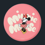 Minnie Mouse Twirl in Polka Dot Style Magnet<br><div class="desc">Bright, bubbly, and full of classic Disney joy, this cheerful artwork features Minnie Mouse mid-twirl in her iconic polka dot dress, radiating confidence and charm. Set against a playful pink backdrop with bold, retro-inspired lettering, the design feels fun, energetic, and instantly lovable. Perfect for customizable Zazzle products like apparel, tote...</div>