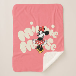 Minnie Mouse Twirl in Polka Dot Style Sherpa Blanket