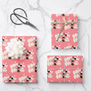 Minnie Mouse Twirl in Polka Dot Style Wrapping Paper Sheet