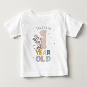 Minnie Mouse Watercolor 1st Birthday Baby T-Shirt