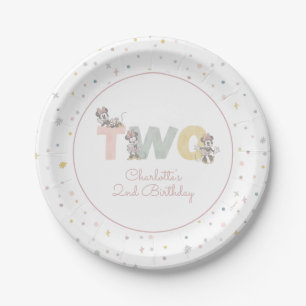Minnie Mouse Watercolor 2nd Birthday Paper Plate